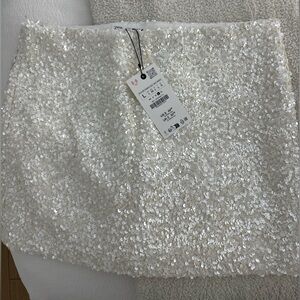 NWT white zara sparkle skirt